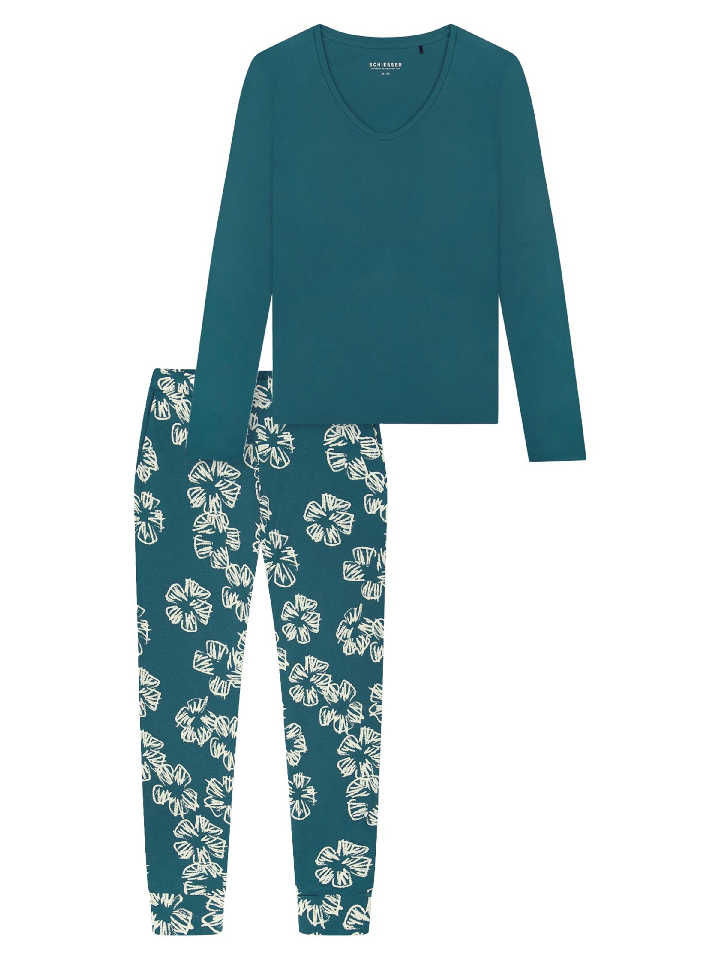 SCHIESSER Pyjama 'Modern Nightwear' in Groen: voorkant