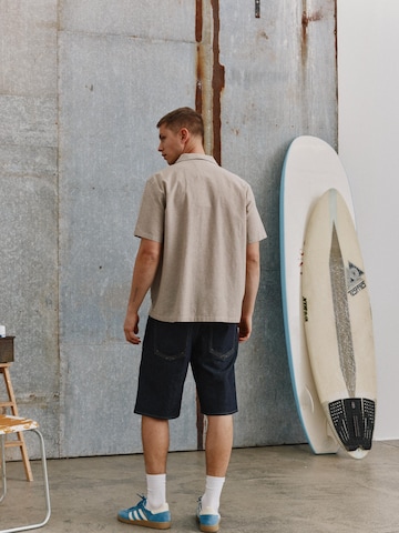 BLEND Comfort fit Button Up Shirt ' BHAban  Cuba' in Beige