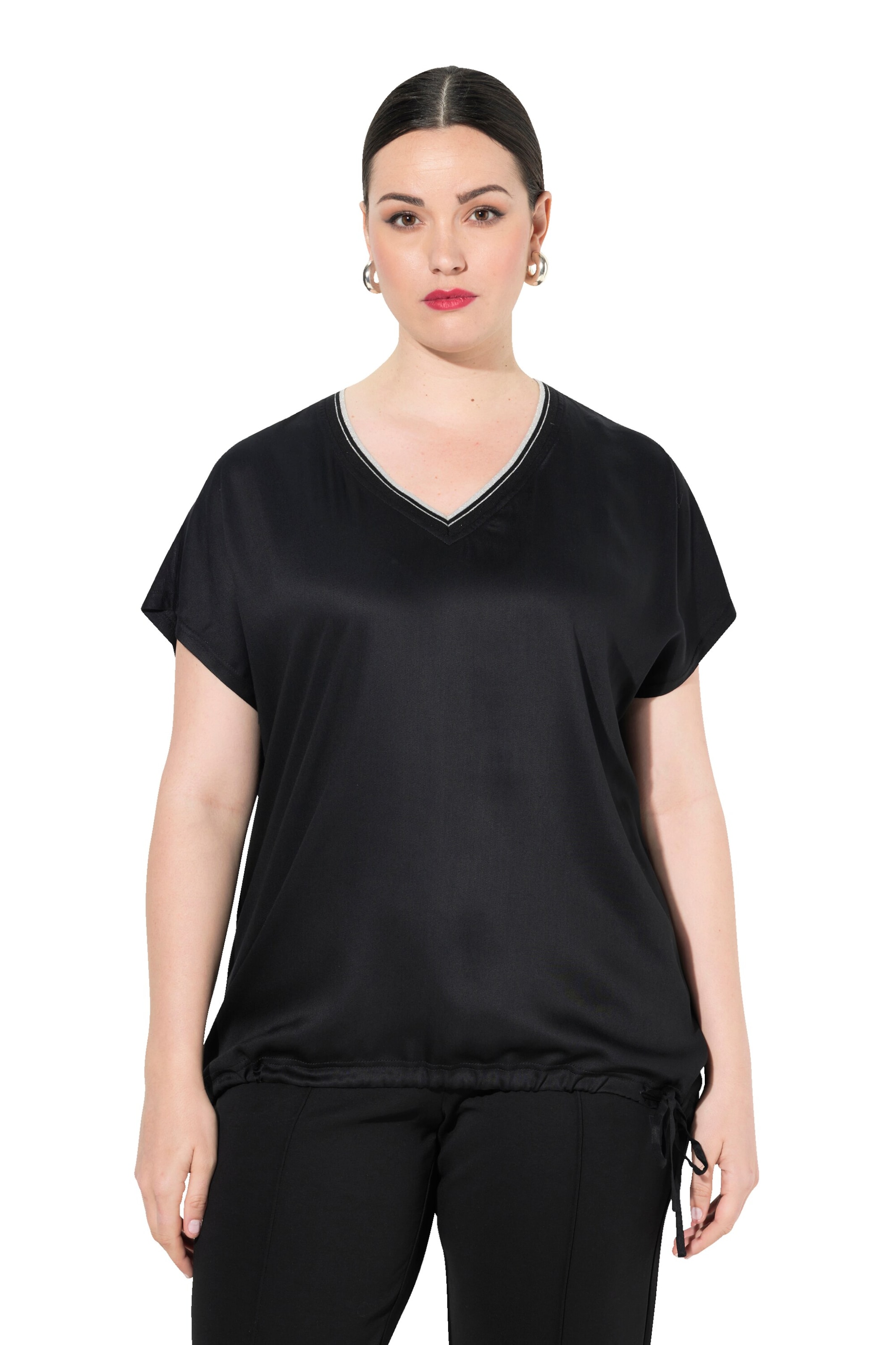 Ulla Popken Bluse in Schwarz: Vorderseite