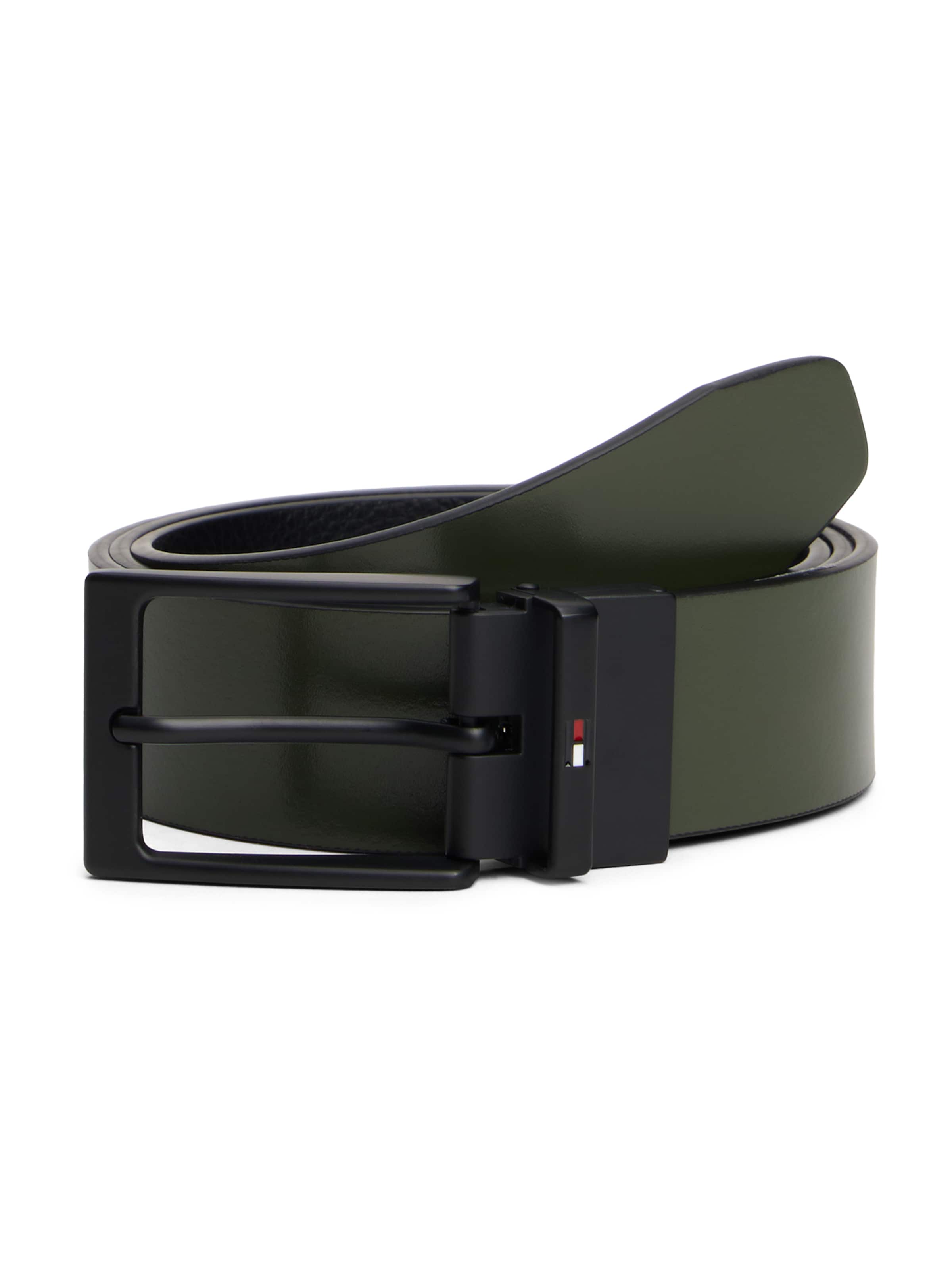 TOMMY HILFIGER Bälte 'LAYTON REV' i mörkgrön / svart, Produktvy