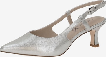 CAPRICE Slingback Pumps in Silver: front