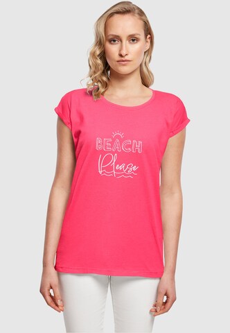 Merchcode T-Shirt 'Beach Please' in Pink: predná strana