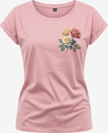 MAKAYA Shirt 'Three Roses' in Pink: front