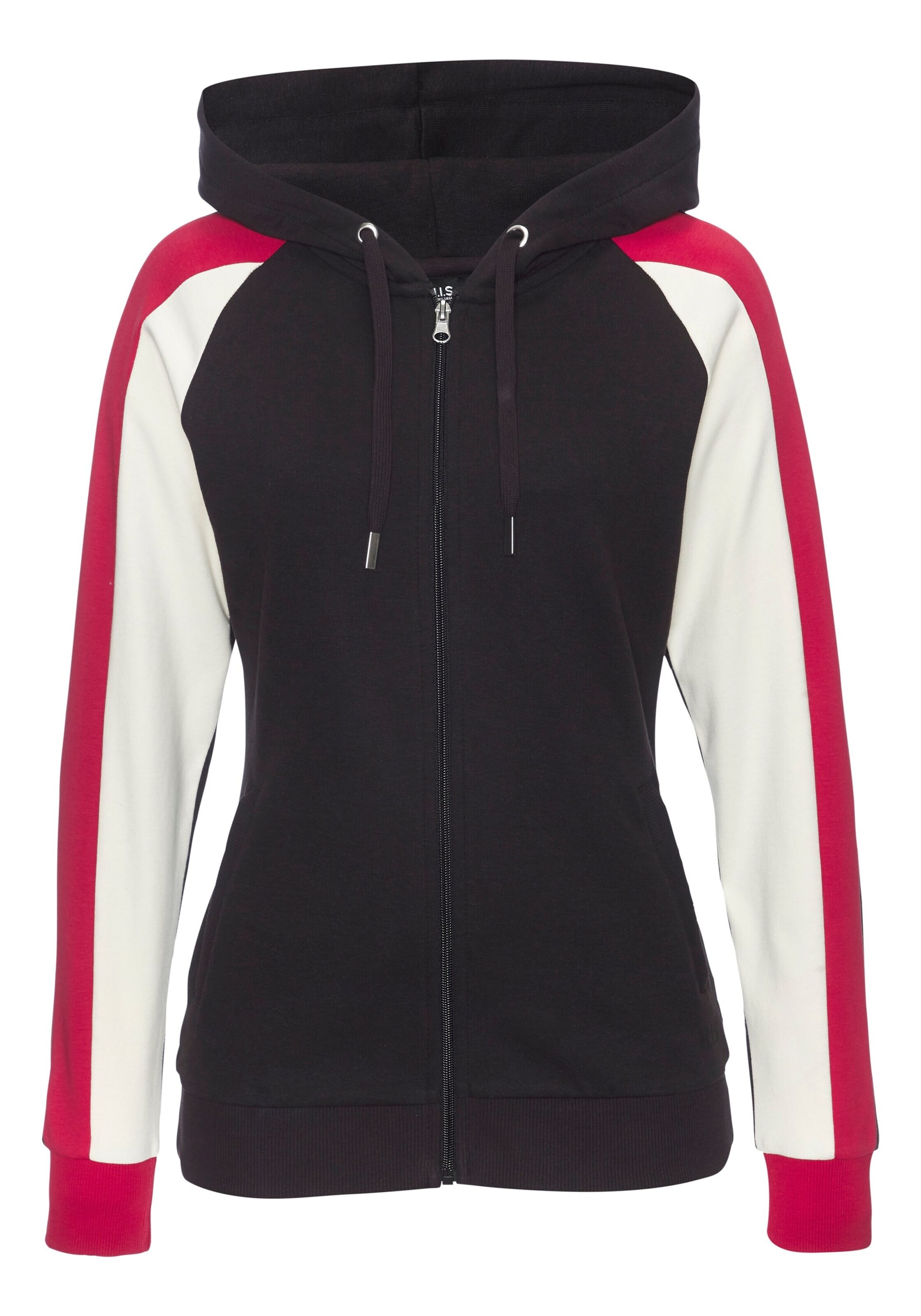 H.I.S Zip-Up Hoodie in Black: front