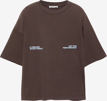 Pull&BearŠiroka majica - smeđa boja: prednji dio