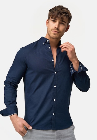 INDICODE JEANS Regular fit Overhemd 'Brayden' in Blauw: voorkant