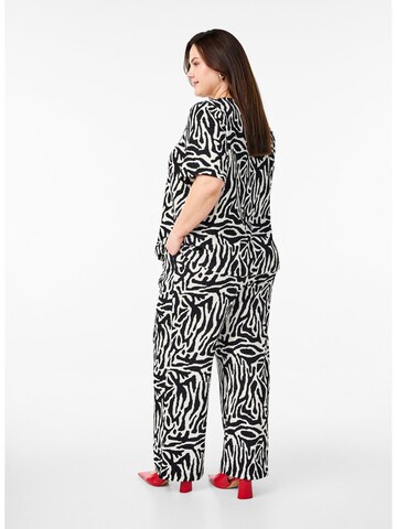 Zizzi Wide Leg Hose 'Talia' in Schwarz
