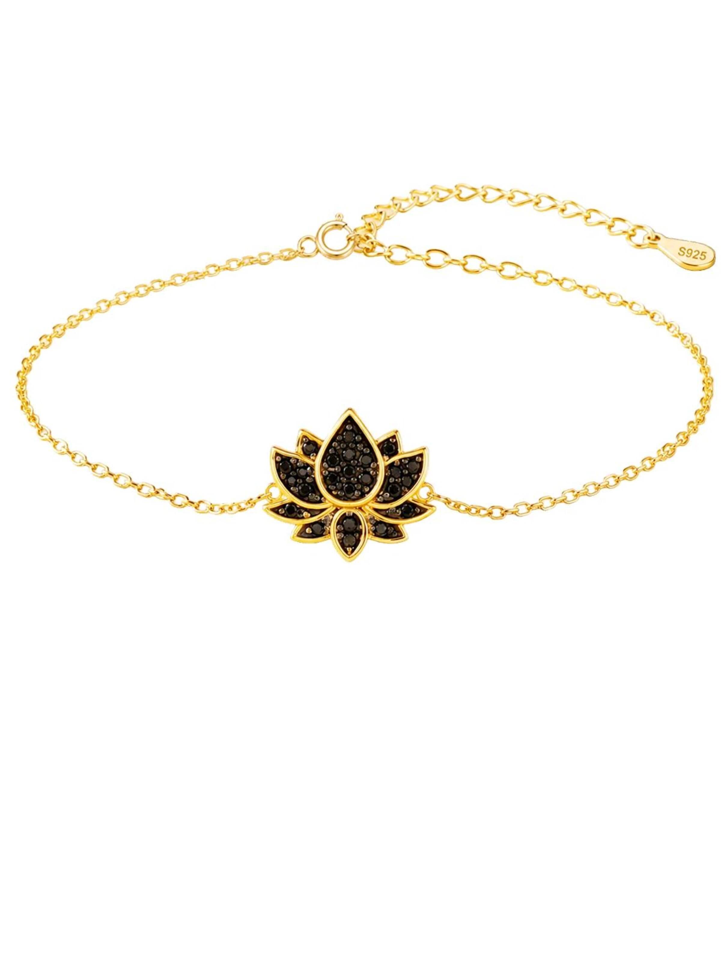 Alster Herz Armband 'Bali Midnight Lotus'‌‌‌‌‌‌‌‌‌‌ in Gold: Vorderseite