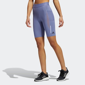 ADIDAS PERFORMANCE Skinny Workout Pants in Purple: front