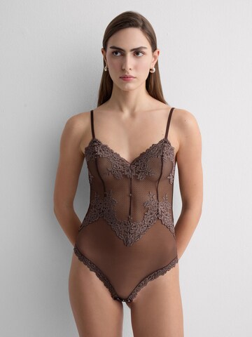 INTIMISSIMI Bodysuit 'Pretty Flowers' in Brown: front