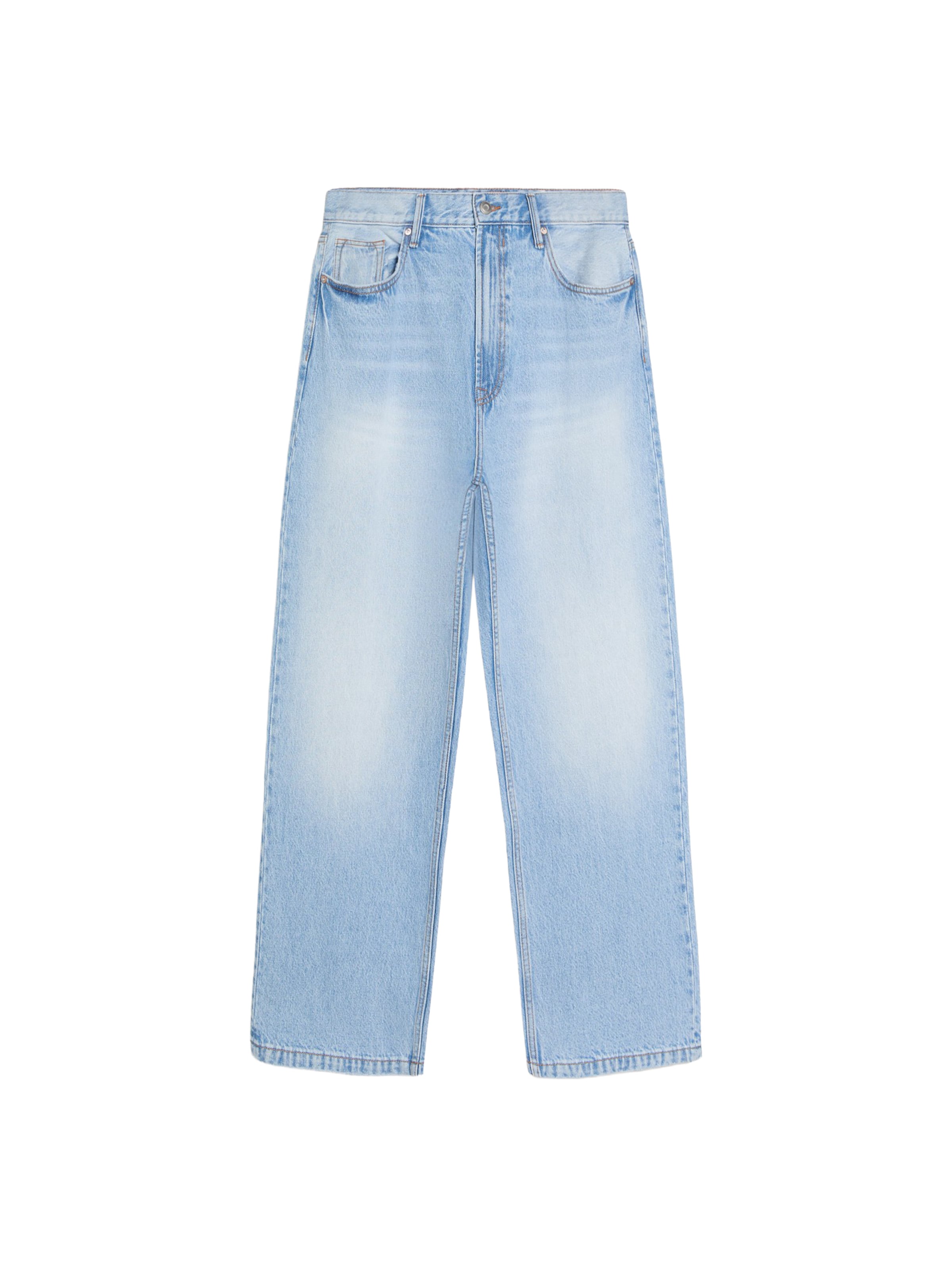 Baggy Jeans de la Bershka pe albastru: față