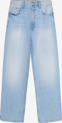 Jeans de la Bershka pe albastru: față