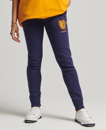 Superdry Tapered Pants 'Vintage Collegiate' in Blue: front
