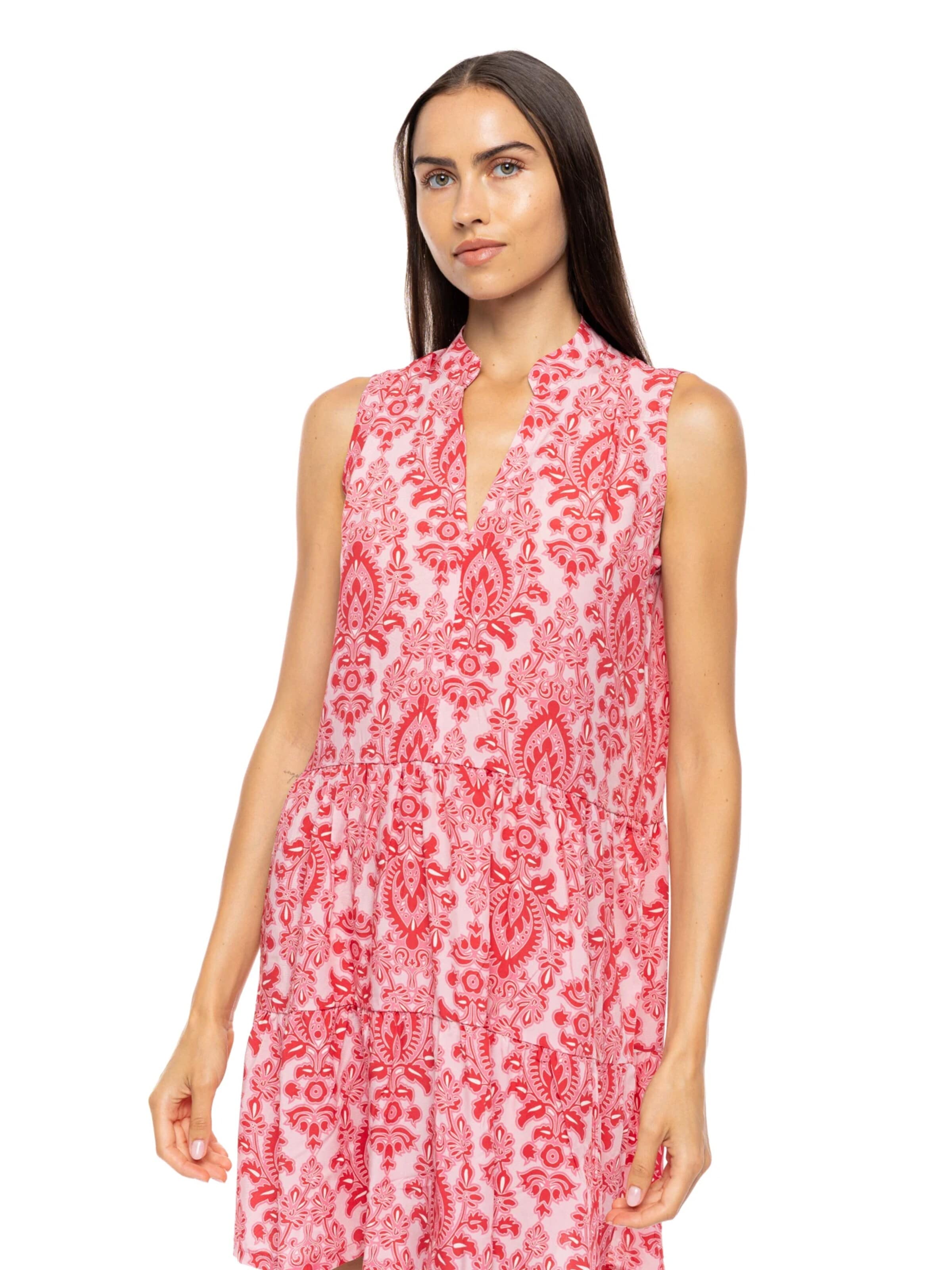 Pink Label Sommerkjole 'BEACHWEAR RED PAISLEY' i pink