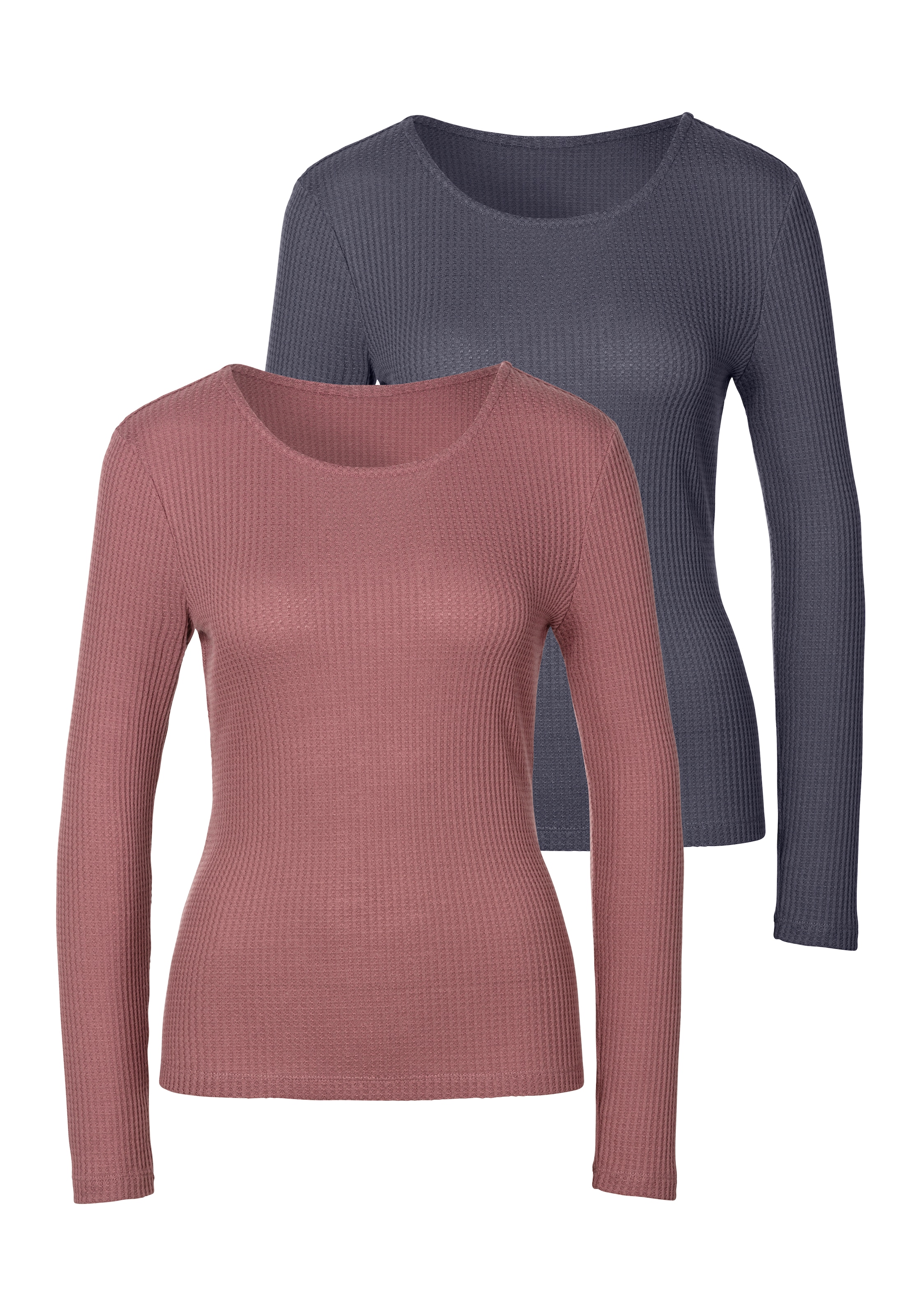 zils LASCANA T-Krekls 'Pique': no priekšpuses