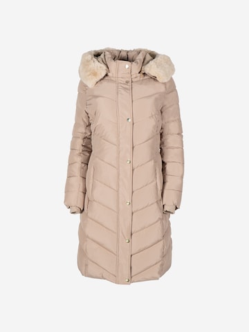 Passioni Winterparka 'Lange Steppjacke mit Kapuze' in Beige: Vorderseite