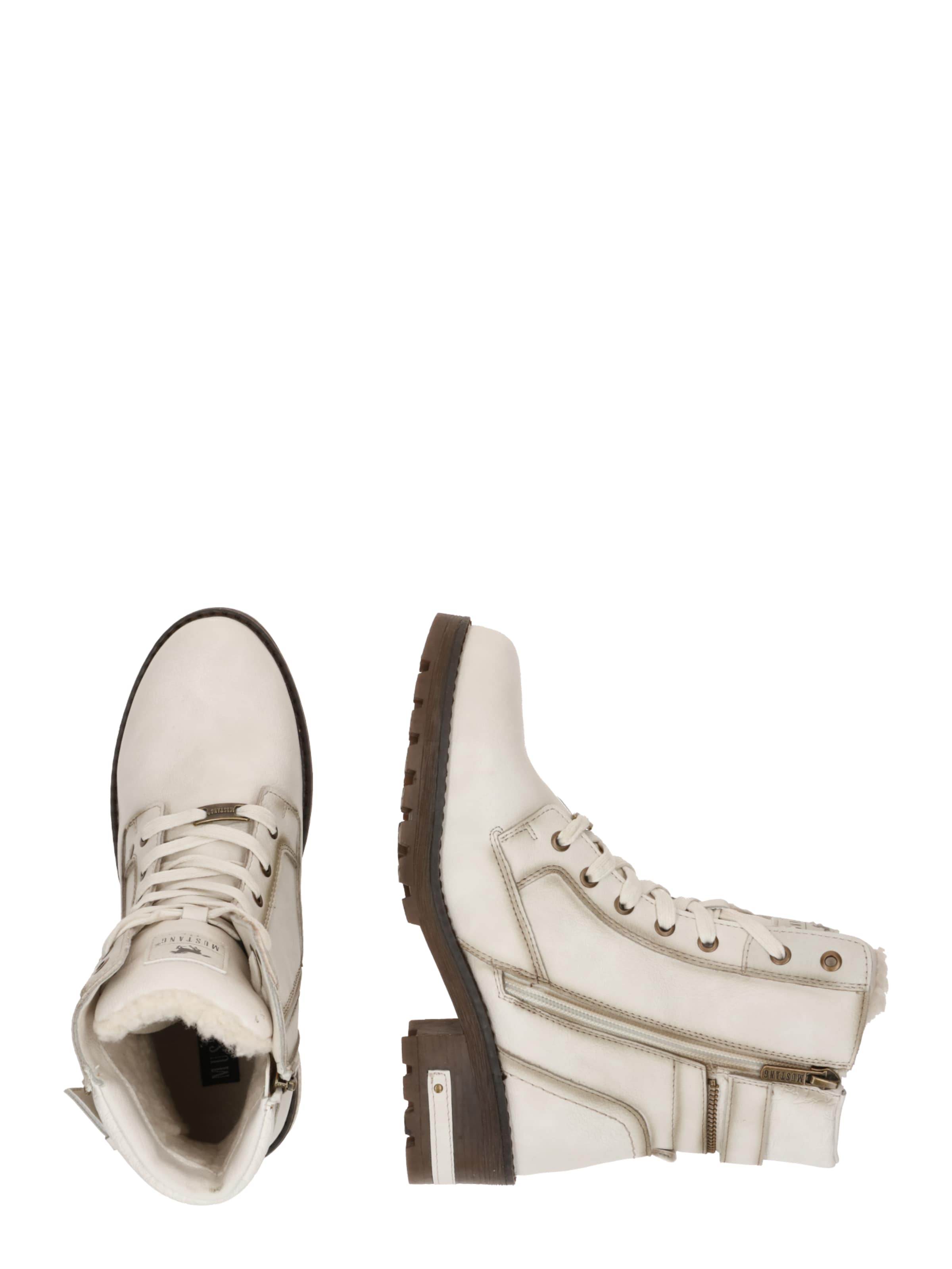 MUSTANG Botki sznurowane w kolorze biały