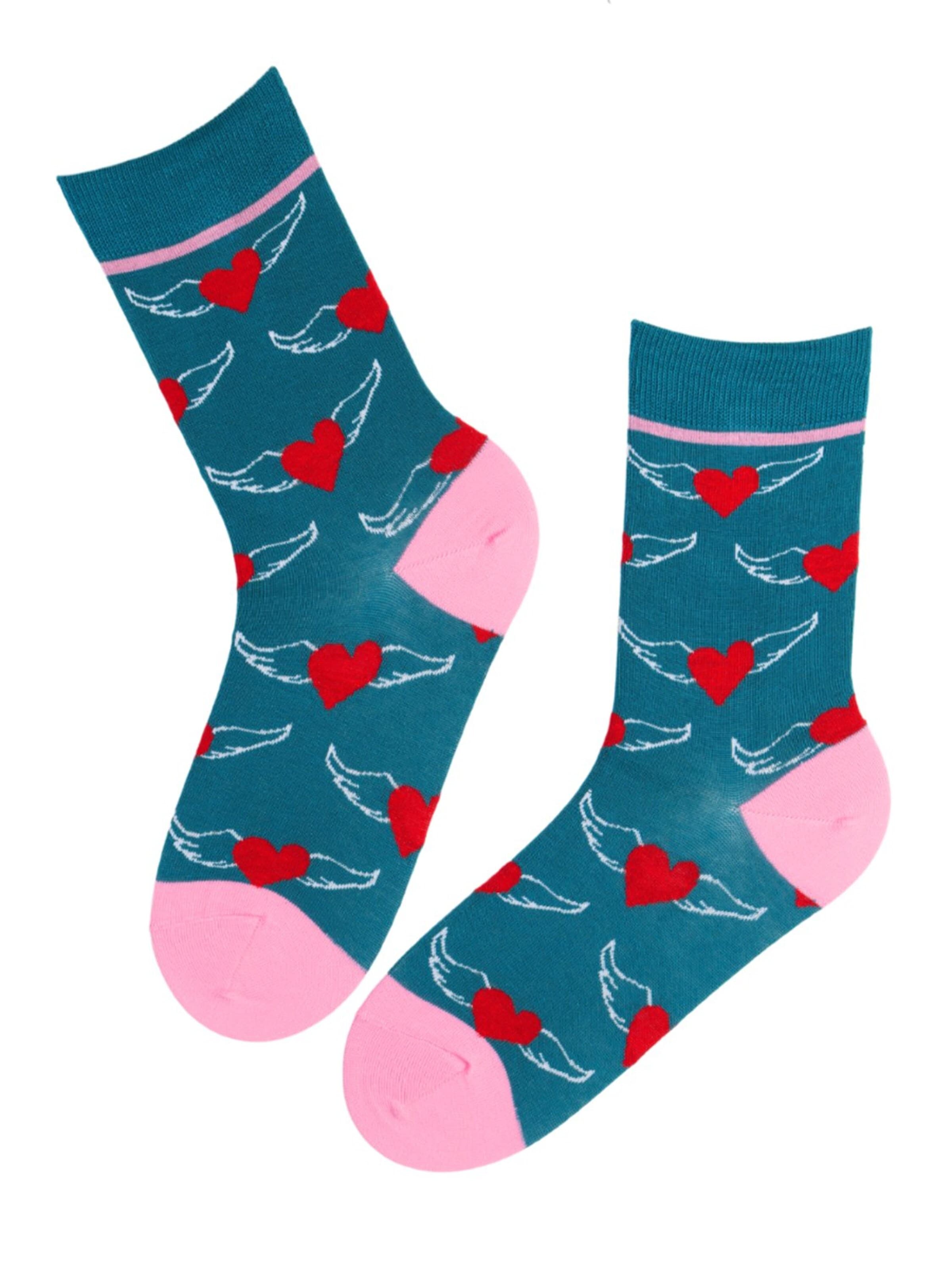 Sokisahtel Socken 'HEARTBREAK cotton socks with hearts'‌ in 36-40 in grün, Produktansicht
