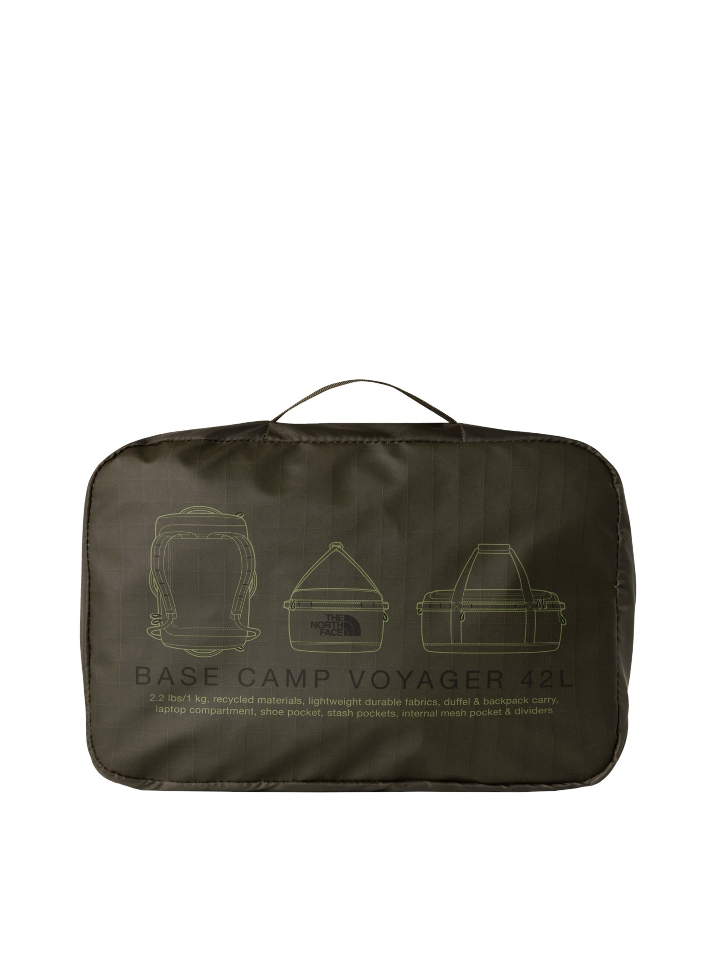 THE NORTH FACE Vabaajakott 'BASE CAMP VOYAGER DUFFEL 42L', värv roheline