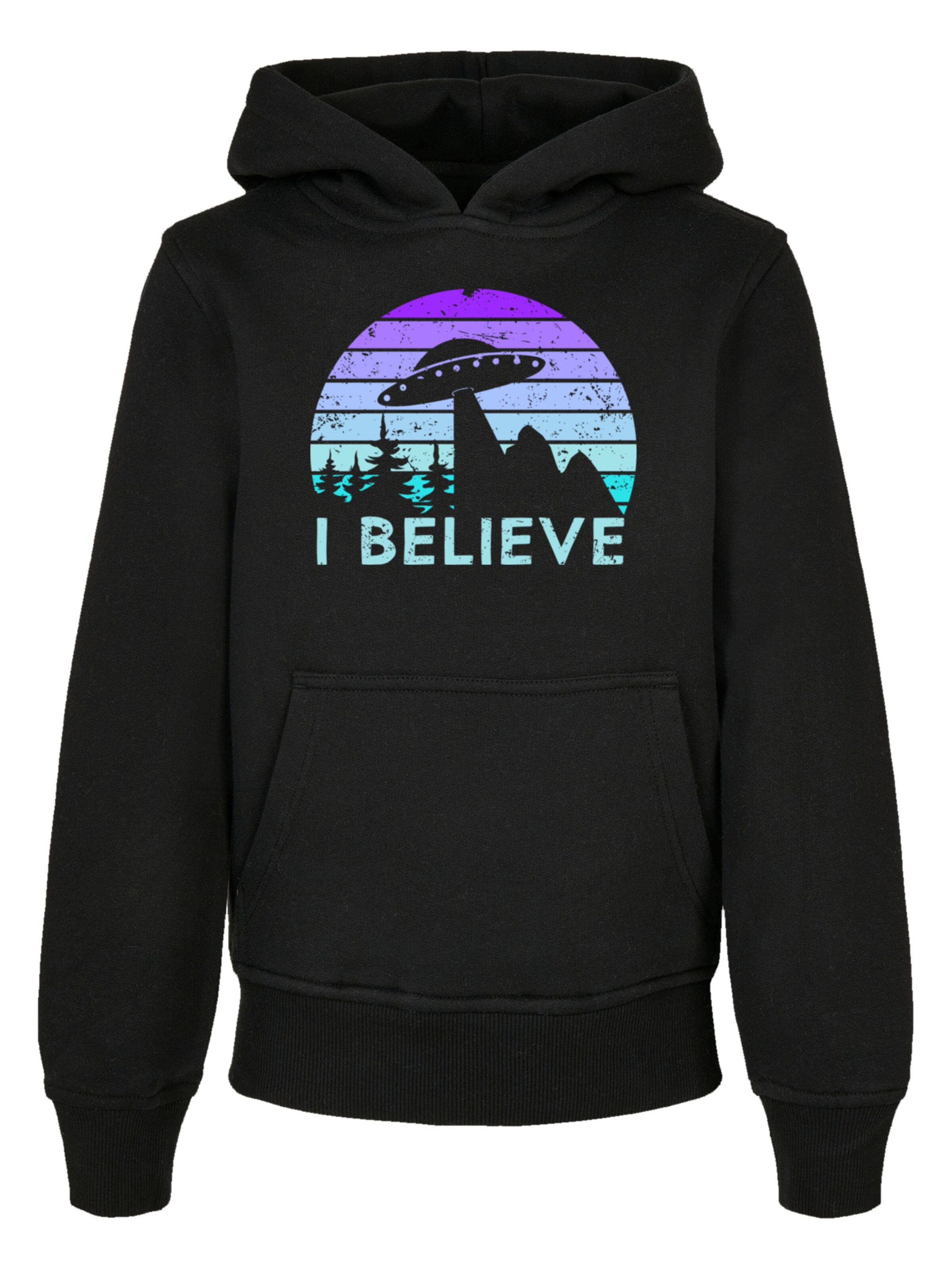 Sweat-shirt 'I Believe UFO' F4NT4STIC en noir : devant