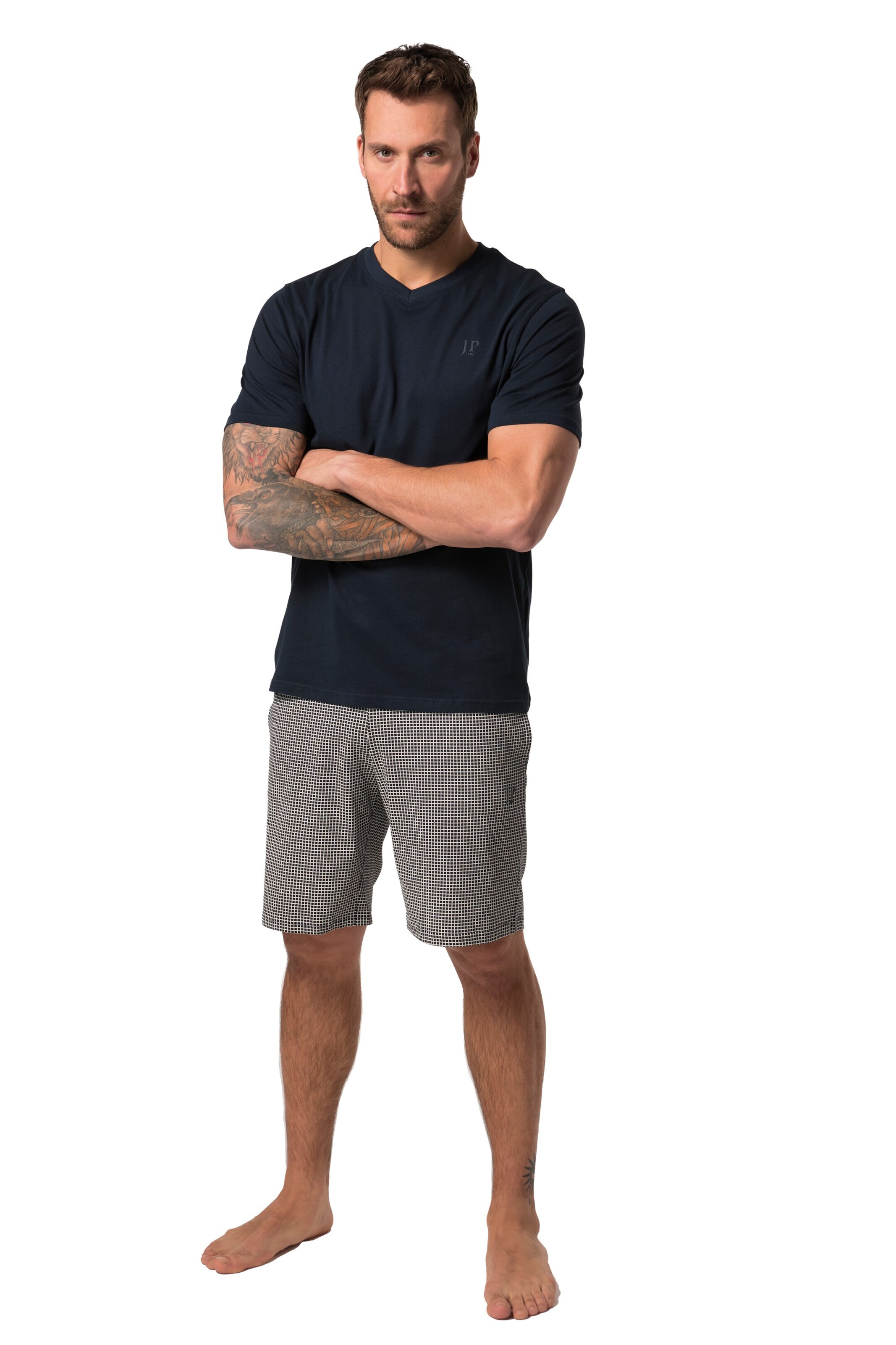 JP1880 Pyjama kort in Blauw: voorkant