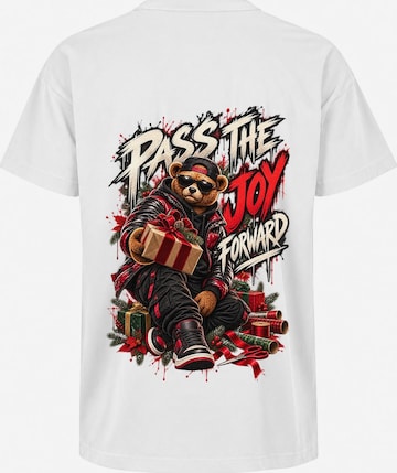 LUNØIR Studio Shirt 'BOSS Christmas Gift of Joy' in Weiß: Vorderseite