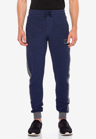 CIPO & BAXX Tapered Pants in Blue: front