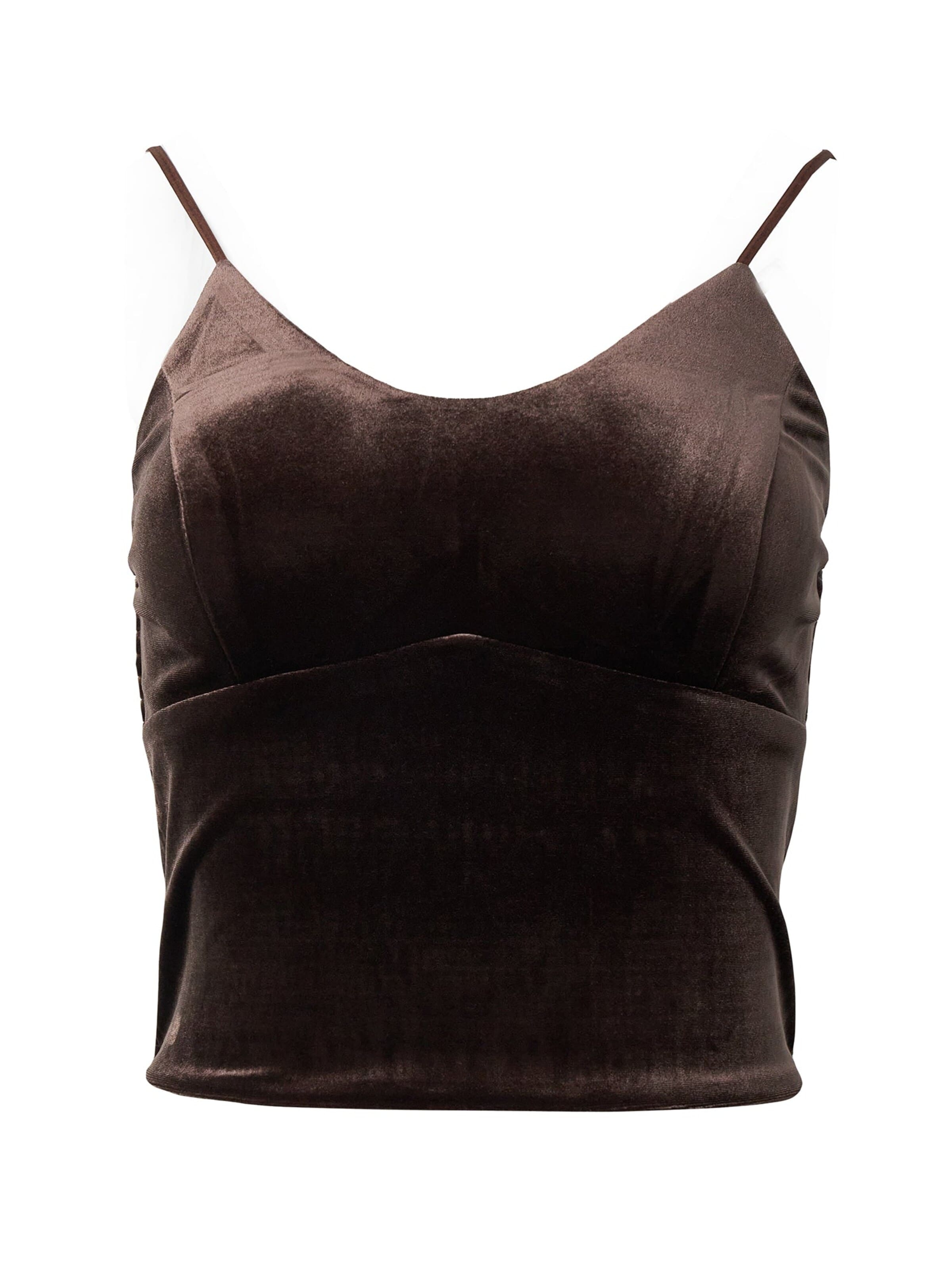 yoligex Top 'YOLIGEX Samt Trägertop mit Raffung' in Brown: front