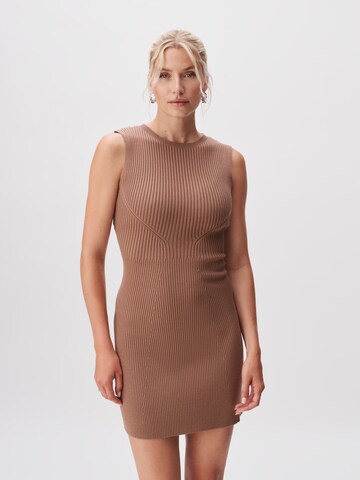 LeGer by Lena Gercke Knitted dress 'Leanna' in Brown: front