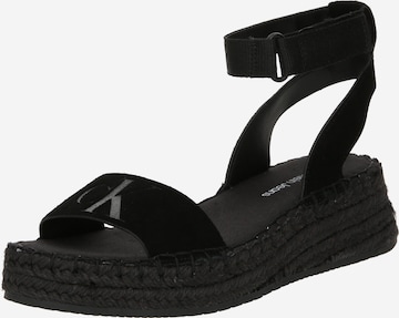 Calvin Klein Jeans Strap Sandals in Black: front