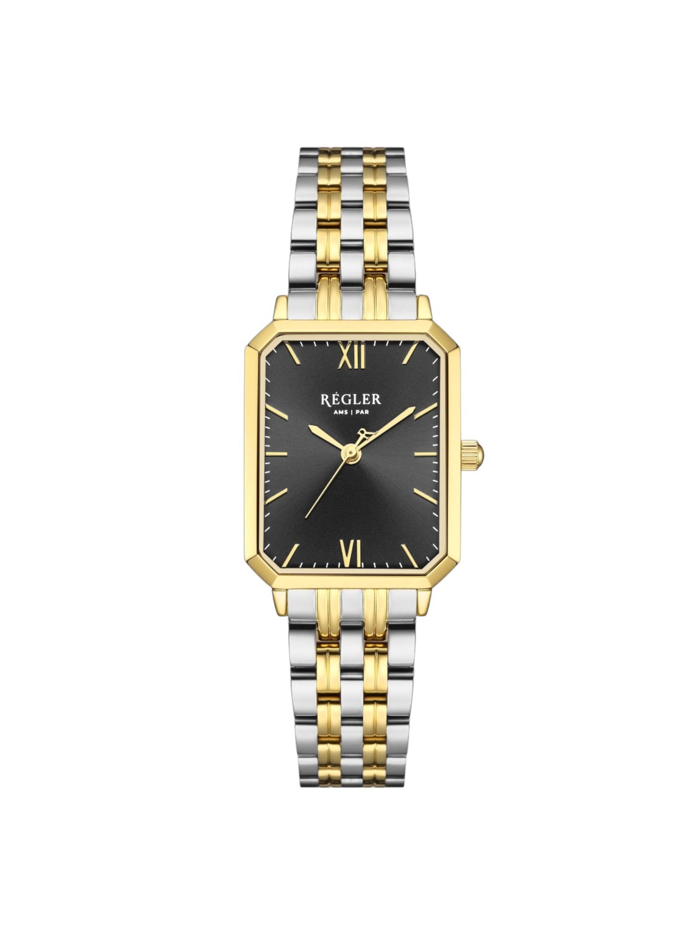 Régler Zegarek analogowy 'Régler Élégance Steel Bicolor Silver/Gold - Black' w kolorze złoty: przód