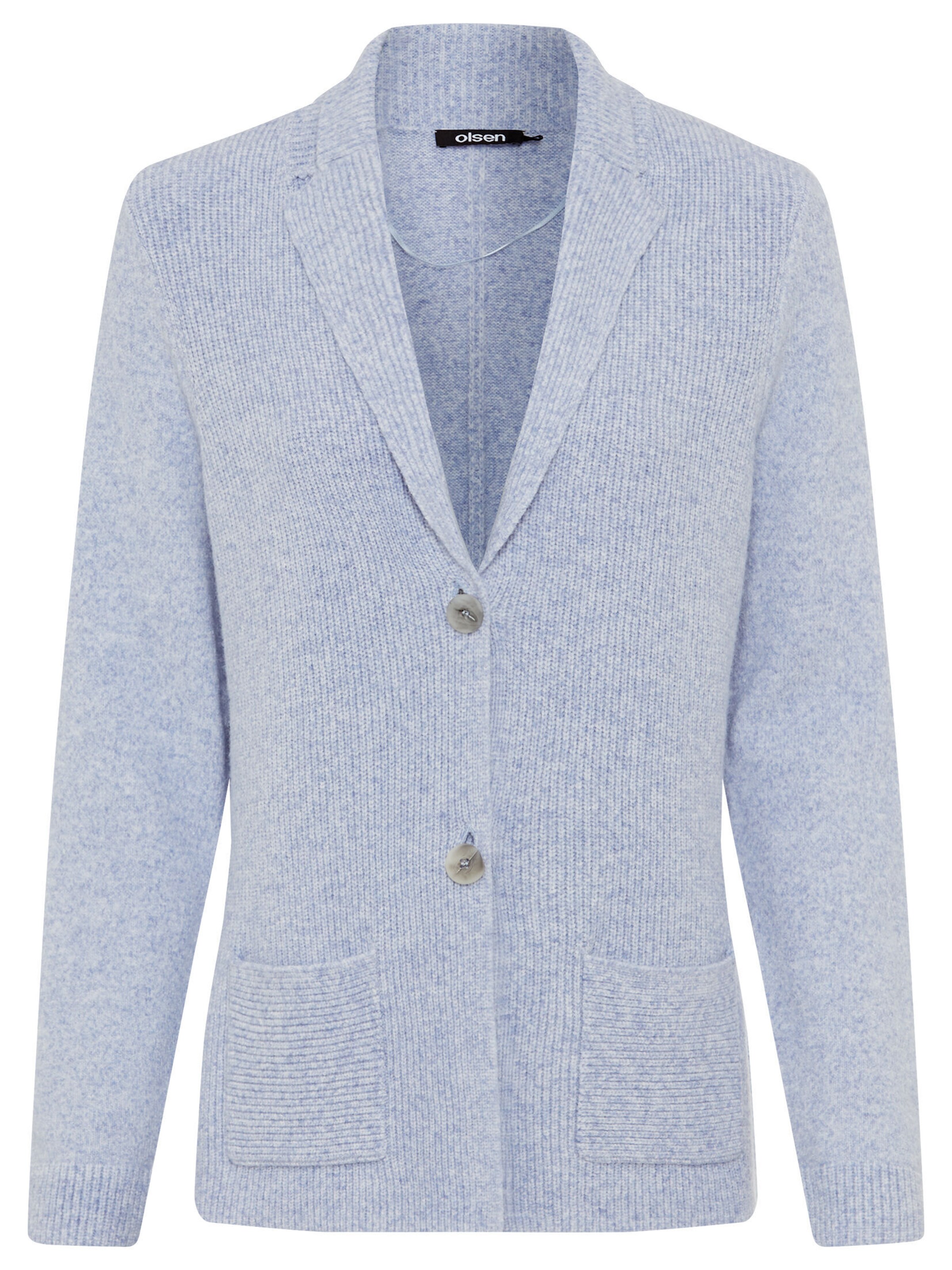 Olsen Cardigan in Blazer-Optik, mit aufgesetzten Taschen in Blau: Vorderseite