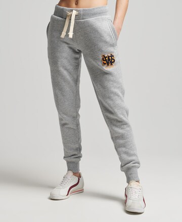 Superdry Tapered Pants 'Vintage Collegiate' in Grey: front