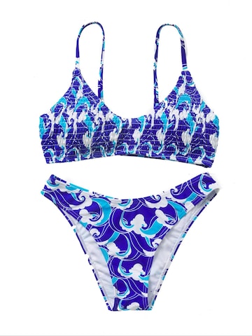 BONVERANO Klassisch Bikini 'Damen gerafftes Bikini Set, chlorresistent'‌‌‌‌‌‌ in Blau