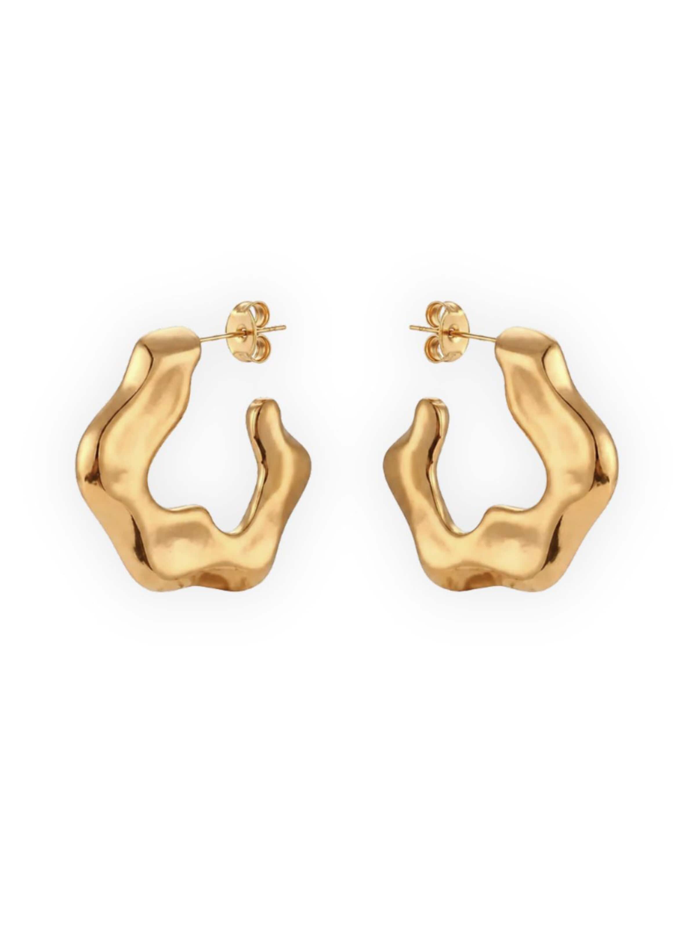 Fräulein Wunder Earrings 'Creolen Cloe Edelstahl Gold' in Gold: front
