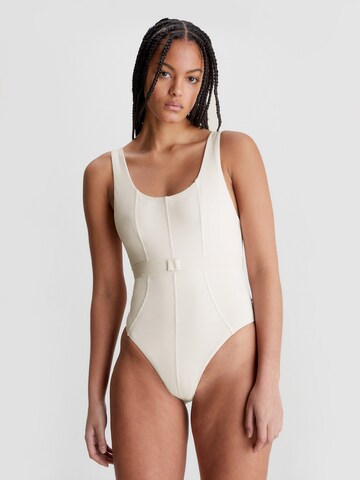Calvin Klein Swimwear Bustier Badedrakt i hvit: forside
