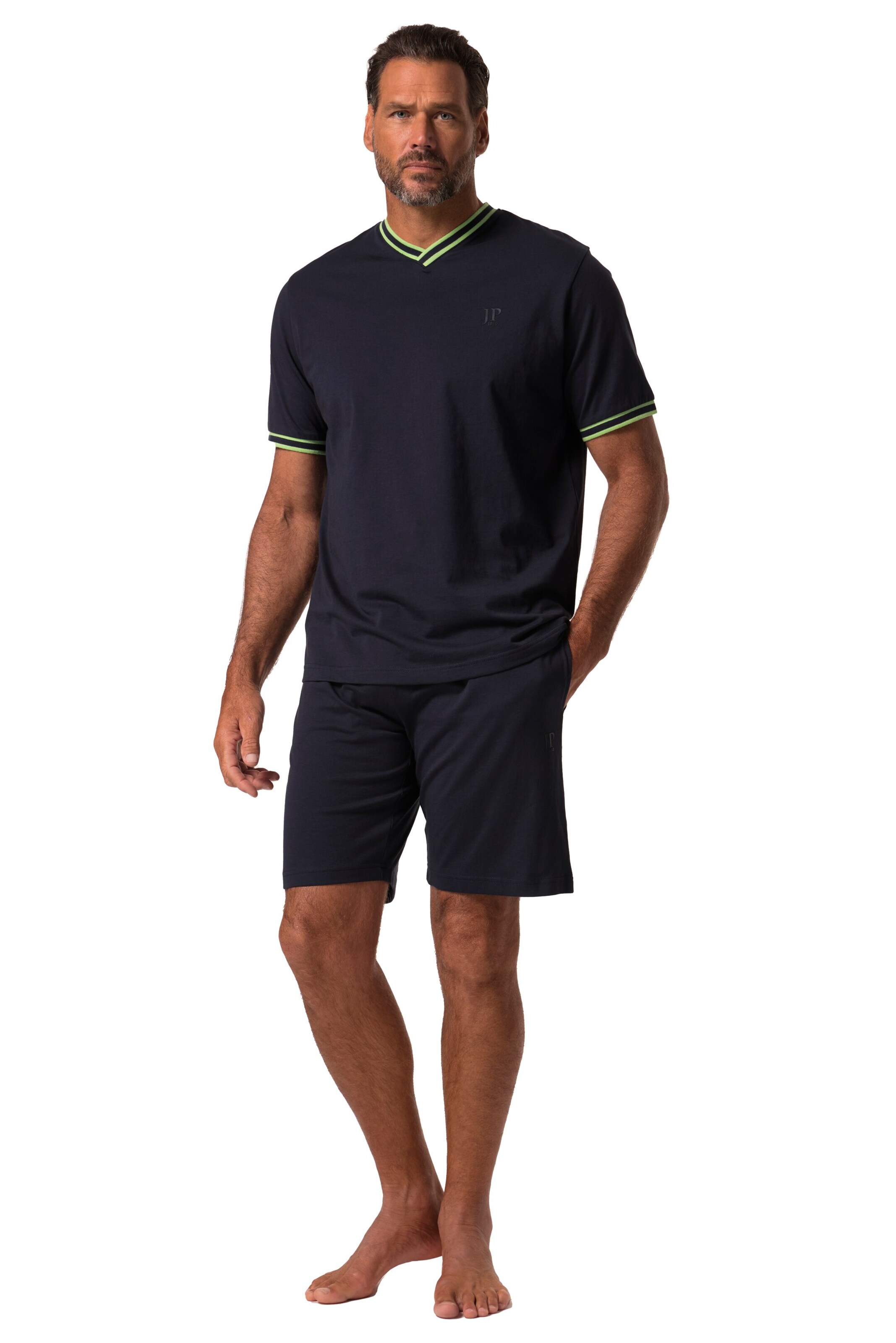 JP1880 Pyjama kort in Blauw: voorkant