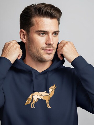 Neverless Sweatshirt 'Polygon Wolf Gelb' in Blue