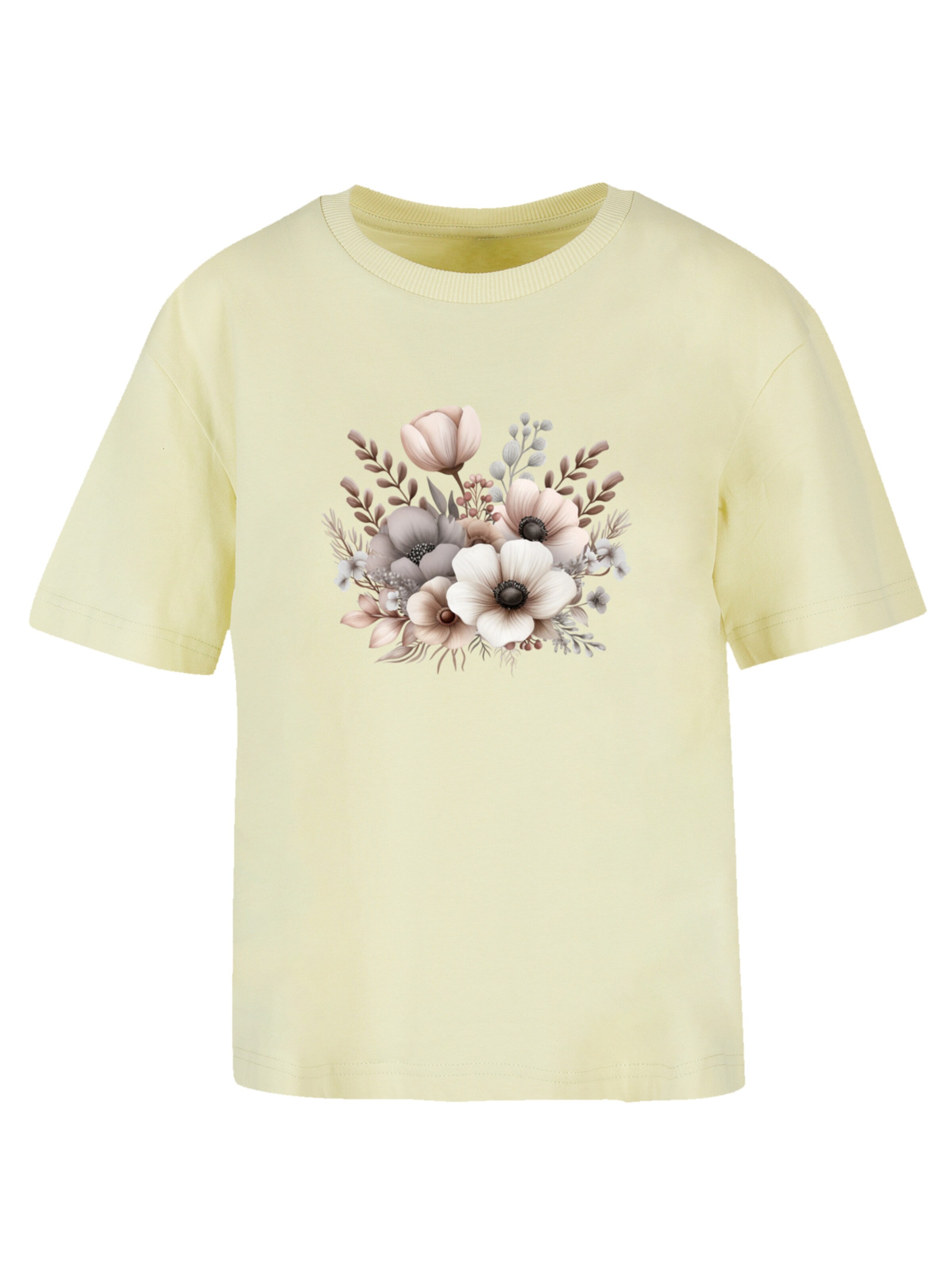 F4NT4STIC T-Shirt 'Blumenstrauß Boho' in Gelb: Vorderseite