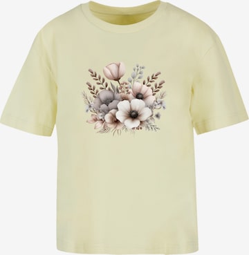 F4NT4STIC T-Shirt 'Blumenstrauß Boho' in Gelb: Vorderseite