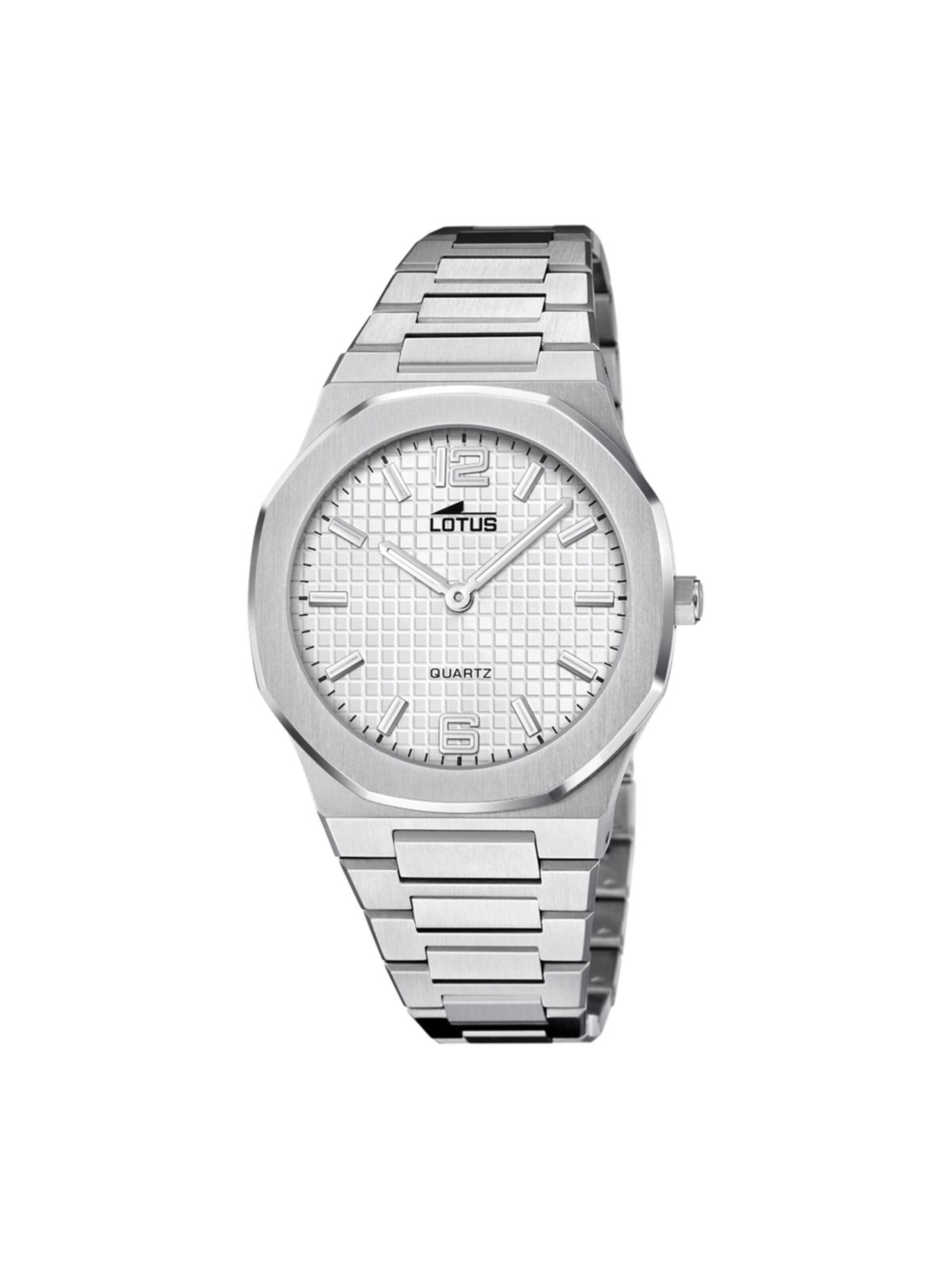 Montre à affichage analogique Lotus en argent : devant