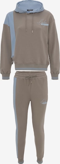 Tom Barron Trainingsanzug mit asymmetrischem Design und Aufdruck in grau, Produktansicht