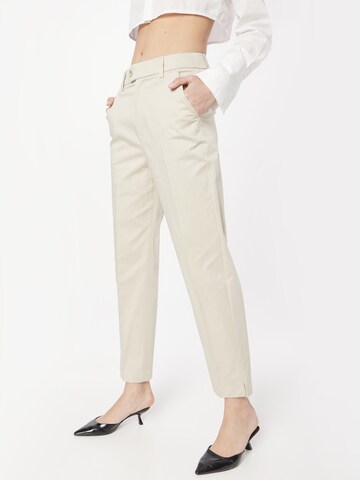 ESPRIT Regular Trousers with creases in Beige: front