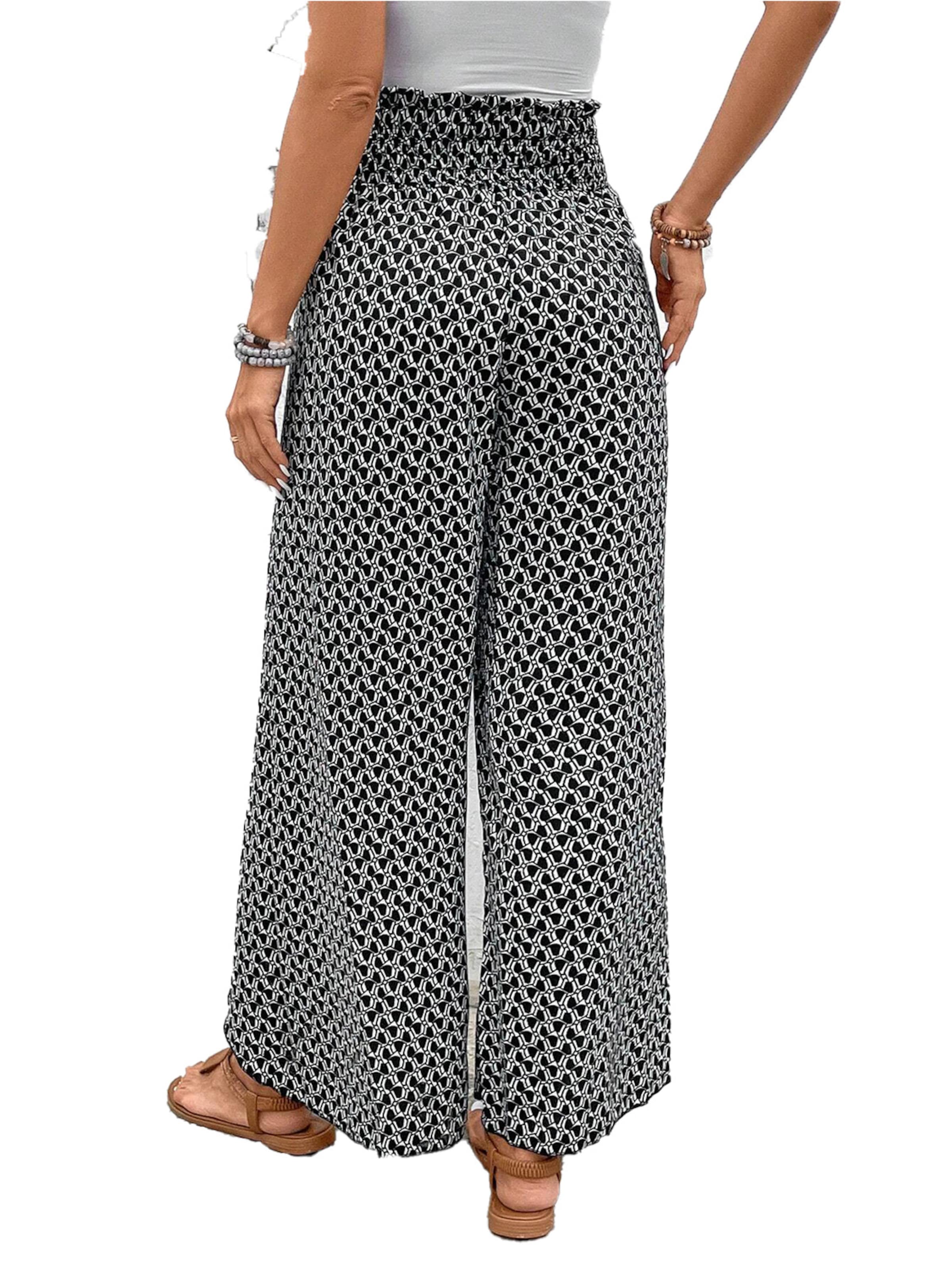 KoJooin Loosefit Hose 'Damen Culotte Mit Floralem Muster, Elastischem Bund Und Seitlichem Schlitz Style Für Jeden Anlass'‌‌ in Schwarz