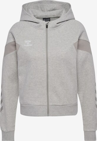 Hummel Athletic Zip-Up Hoodie 'TRAVEL' in Grey: front