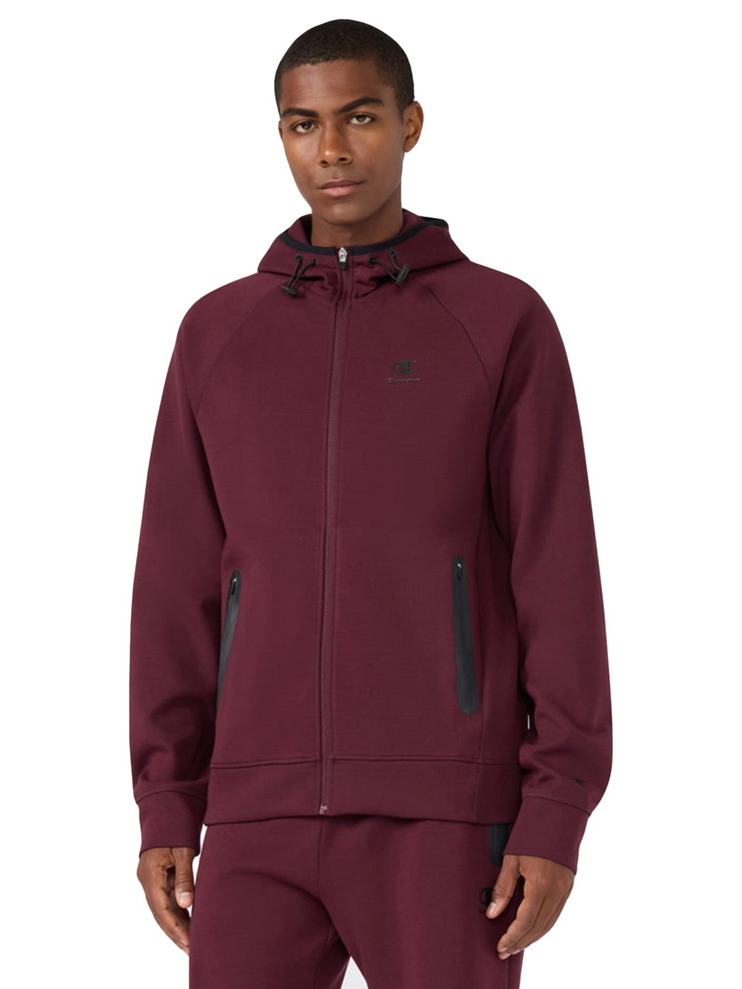 Champion Zip-Up Hoodie 'MAROON' in Red: front