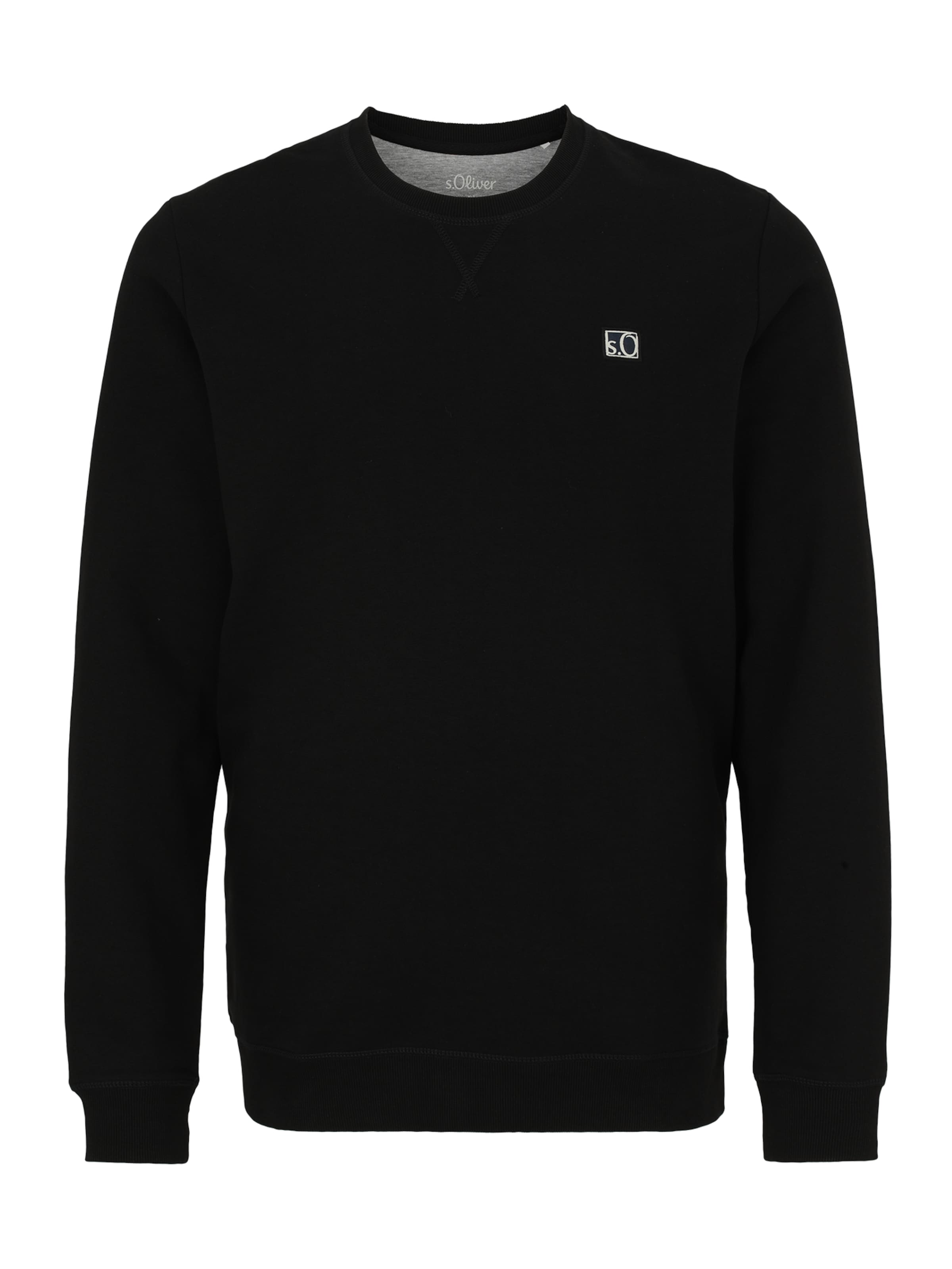 s.Oliver Men Tall Sizes Sweatshirt in Black: front
