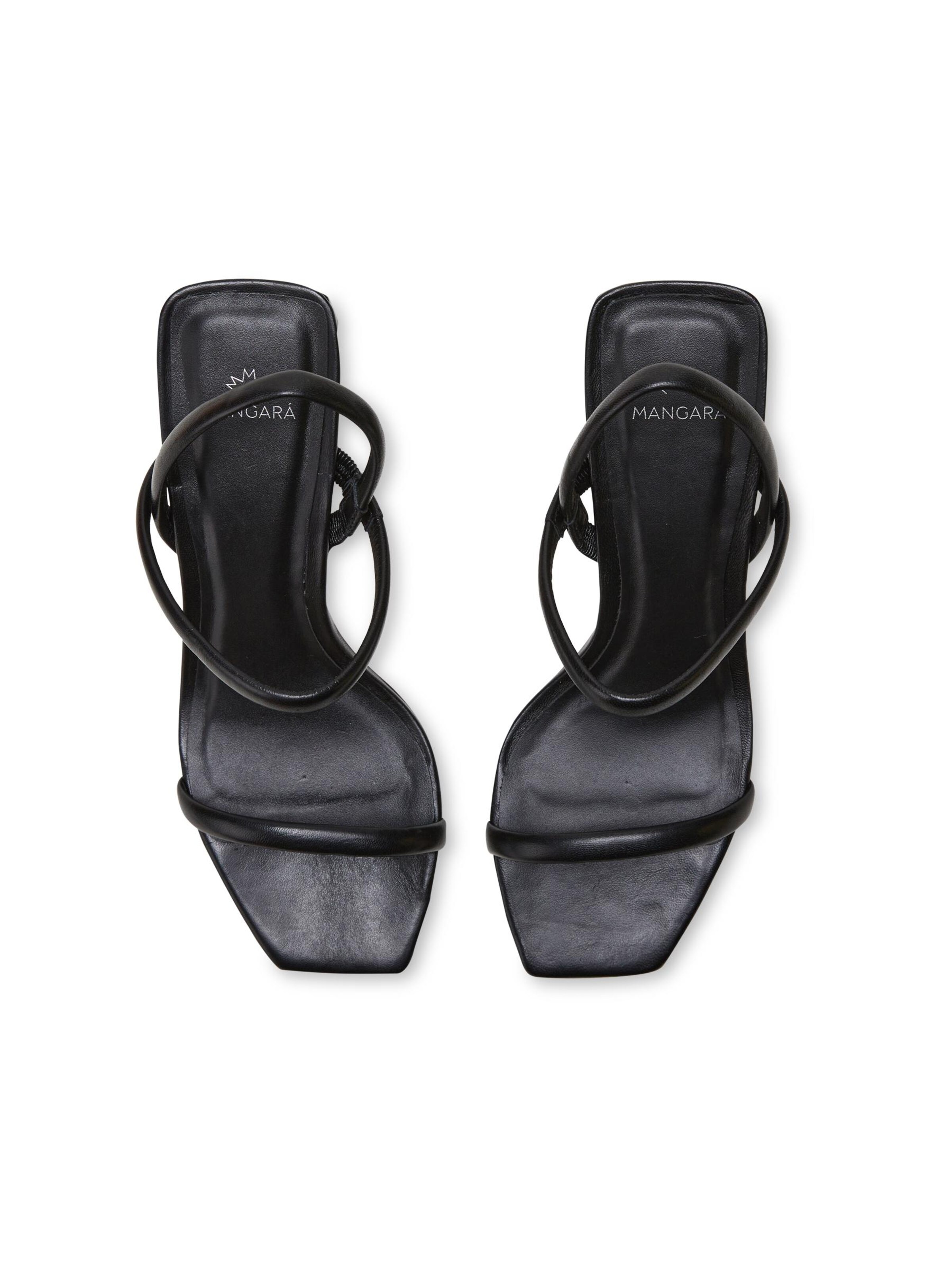 Mangara Atelier Sandalen met riem 'Sandale Mangara Palmito en cuir noir' in Zwart