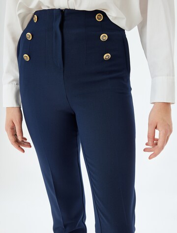 Koton Slim fit Trousers with creases in Blue