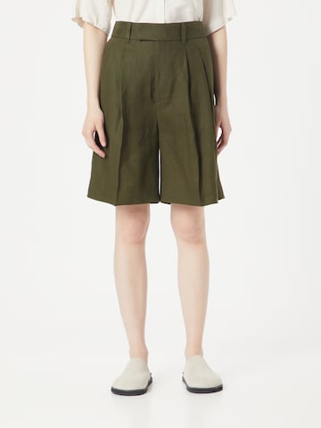 Banana Republic Wide leg Pleat-Front Pants in Green: front